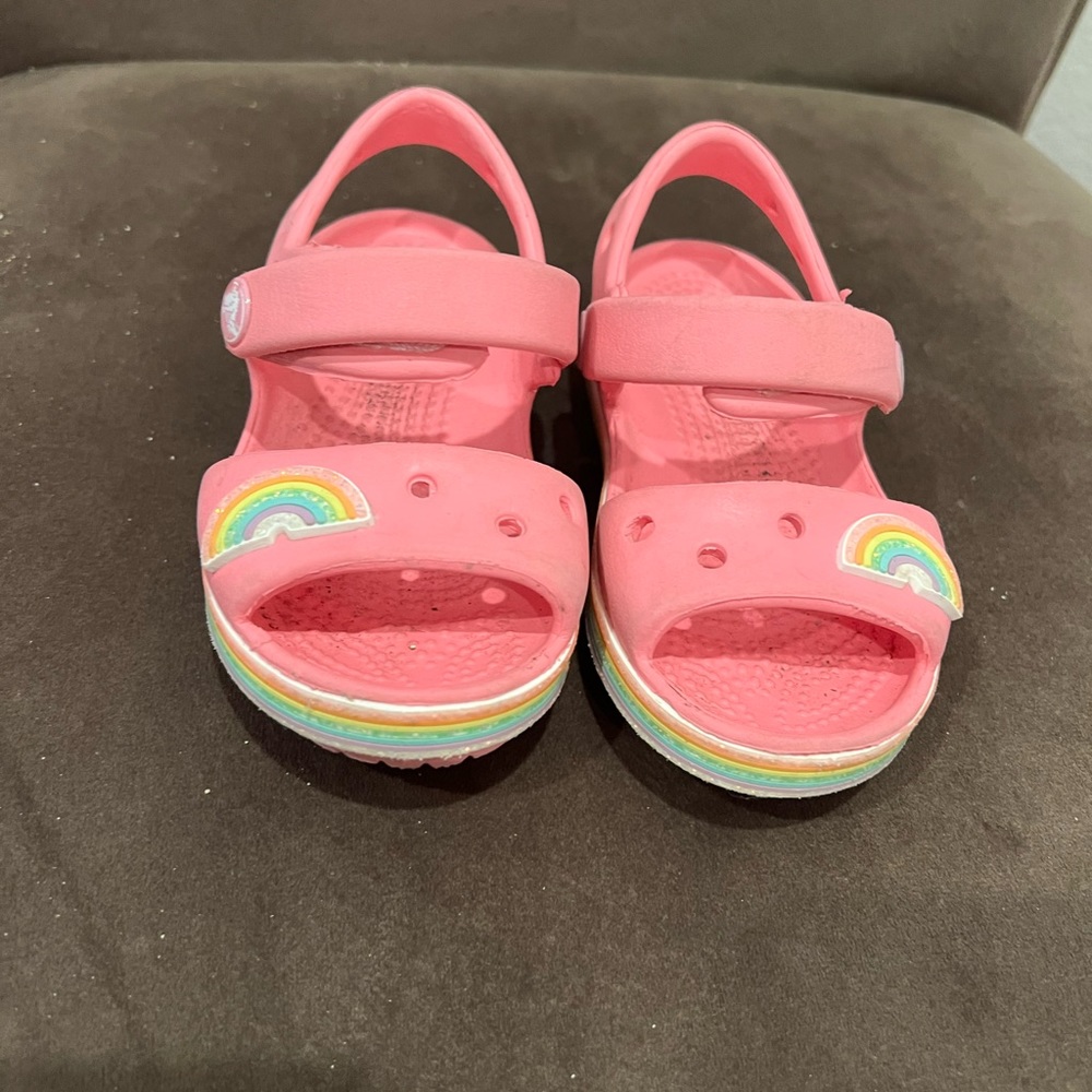 Pink crocs sandals size 6
